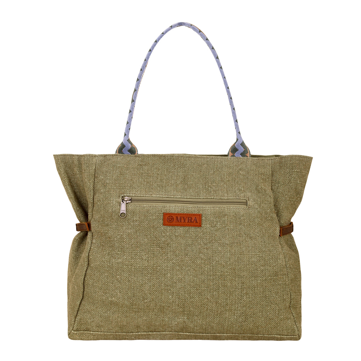 Cedar Draw Tote Bag for Women in olive with woven trim