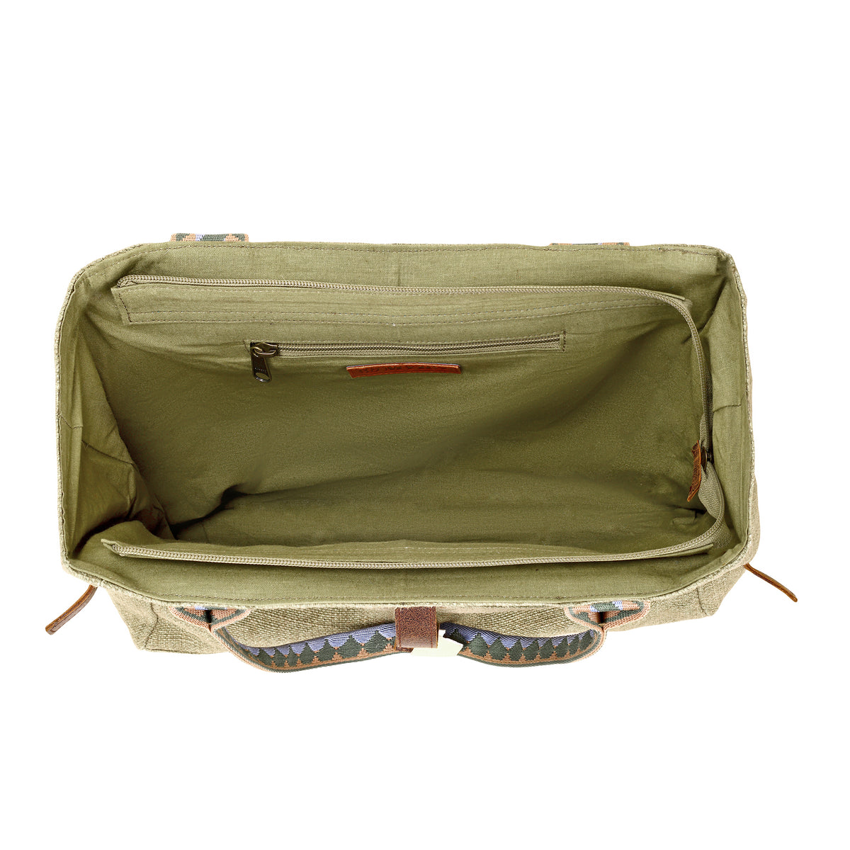 Cedar Draw Tote Bag for Women in olive with woven trim