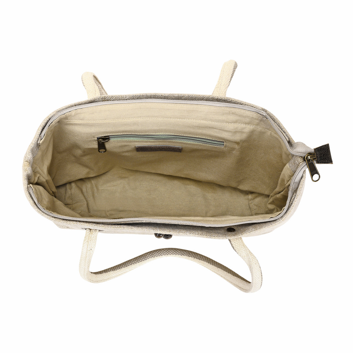 Amber Flats Tote Bag for Women in natural with saddle stitch