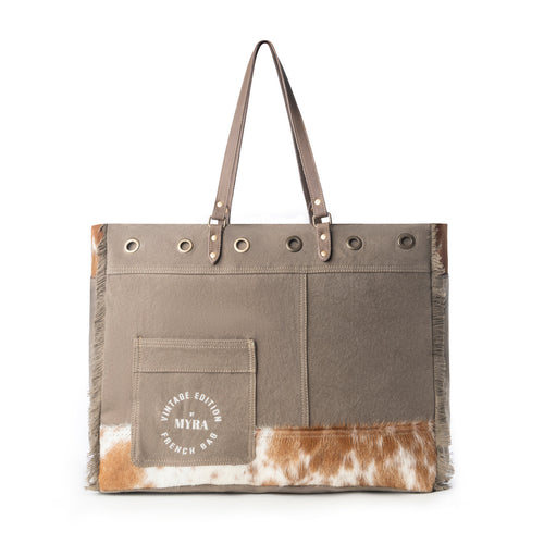 Ranger Hide Western Weekender Bag for Women in olive with hairon detail