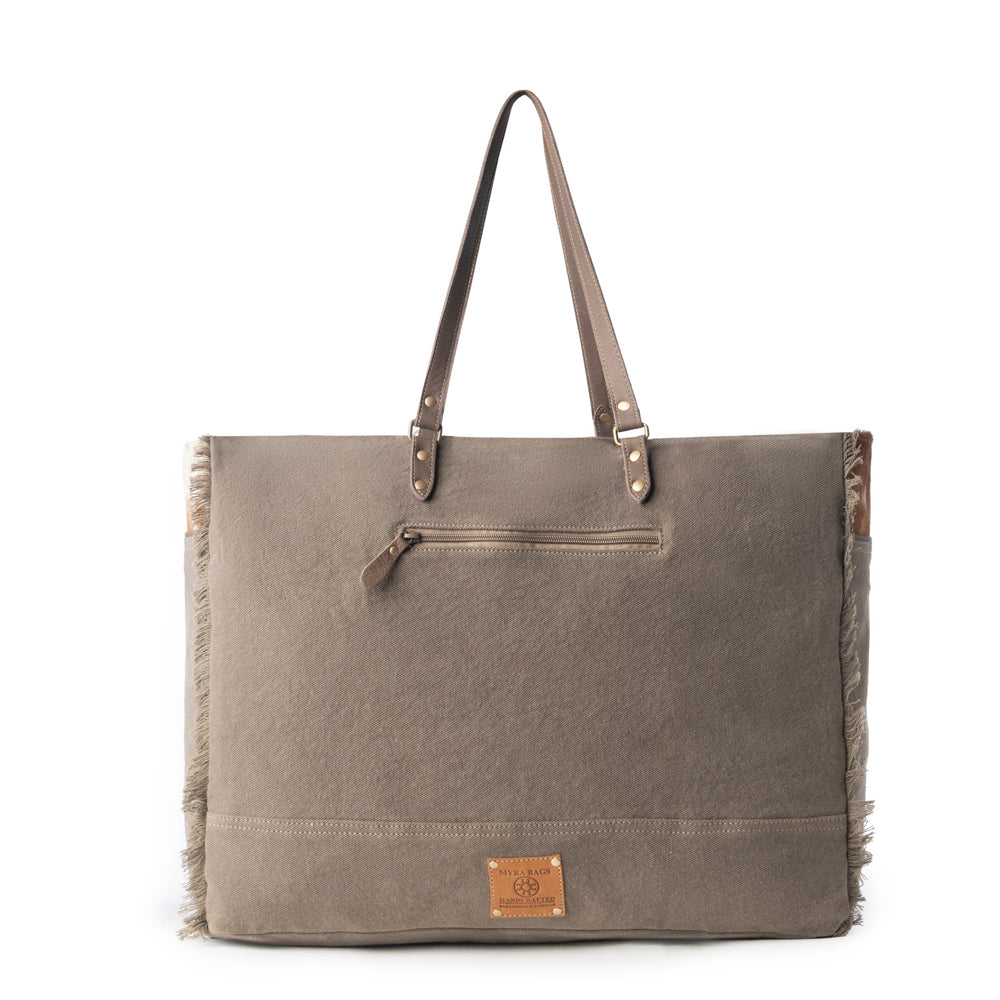 Ranger Hide Western Weekender Bag for Women in olive with hairon detail