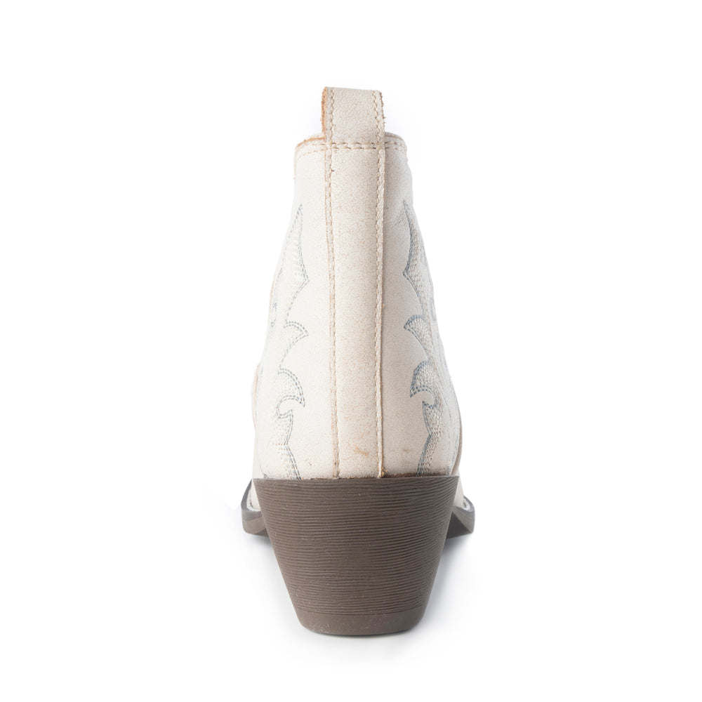 Tempest Embroidered Cowgirl Booties in Ivory for Women in Genuine Leather with Snip Toe