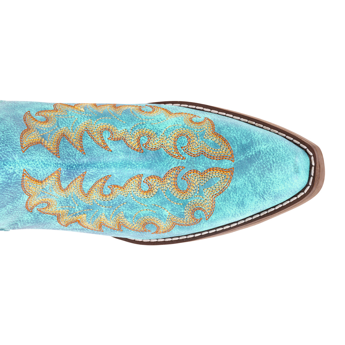 Tempest Embroidered Cowgirl Booties in Turquoise for Women in Genuine Leather with Snip Toe