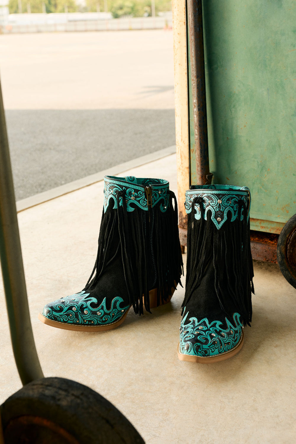 Nashville Nights Boots for Women in Twilight, Handtooled Genuine Leather with Swarovski Stones
