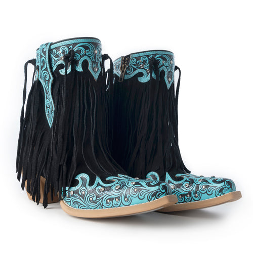 Nashville Nights Boots for Women in Twilight, Handtooled Genuine Leather with Swarovski Stones