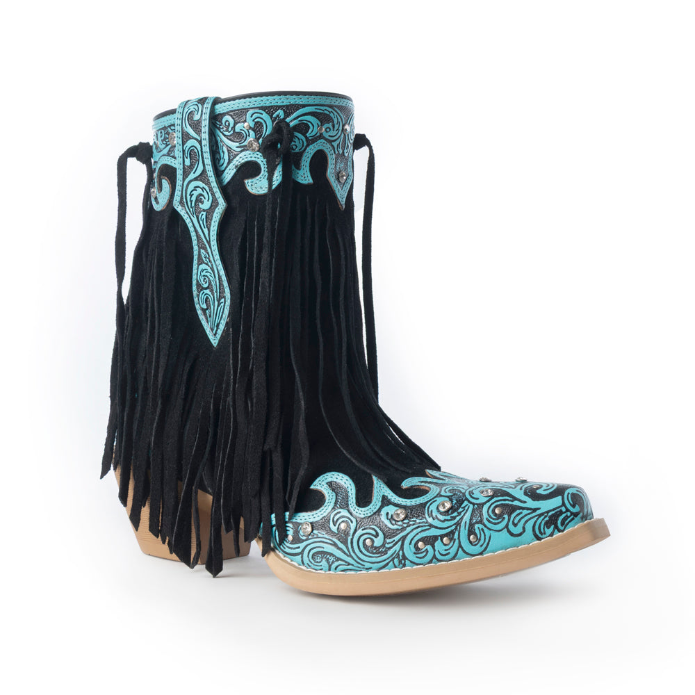 Nashville Nights Boots for Women in Twilight, Handtooled Genuine Leather with Swarovski Stones
