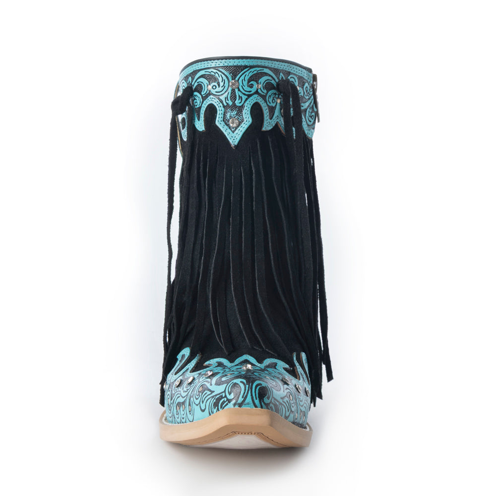 Nashville Nights Boots for Women in Twilight, Handtooled Genuine Leather with Swarovski Stones