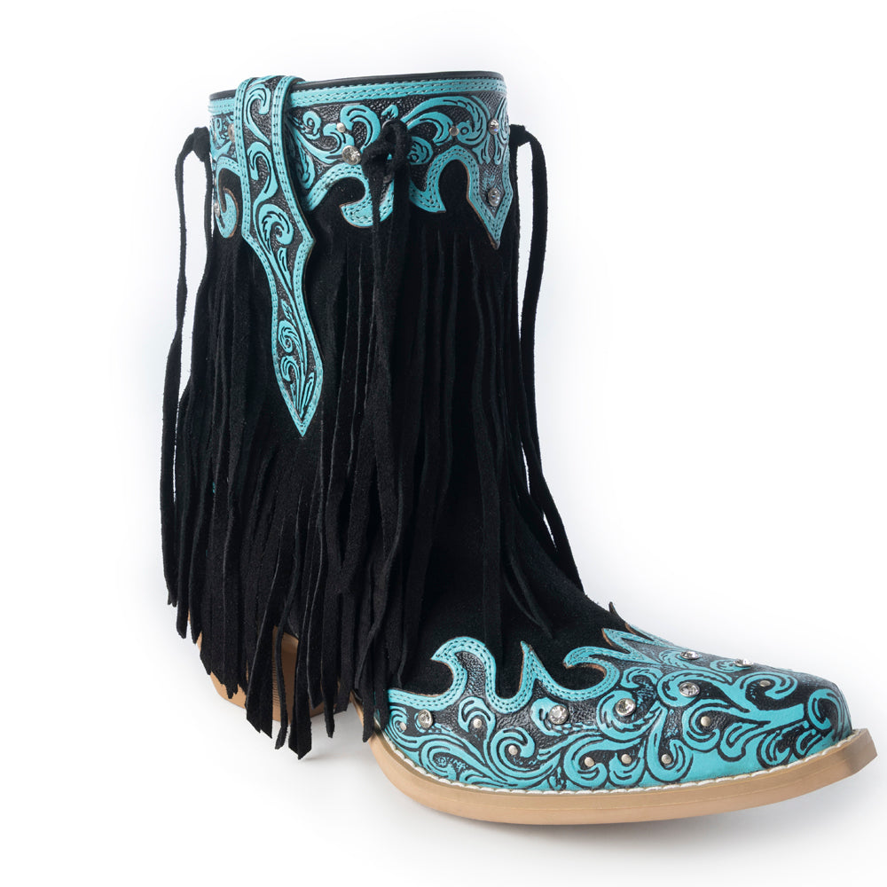 Nashville Nights Boots for Women in Twilight, Handtooled Genuine Leather with Swarovski Stones