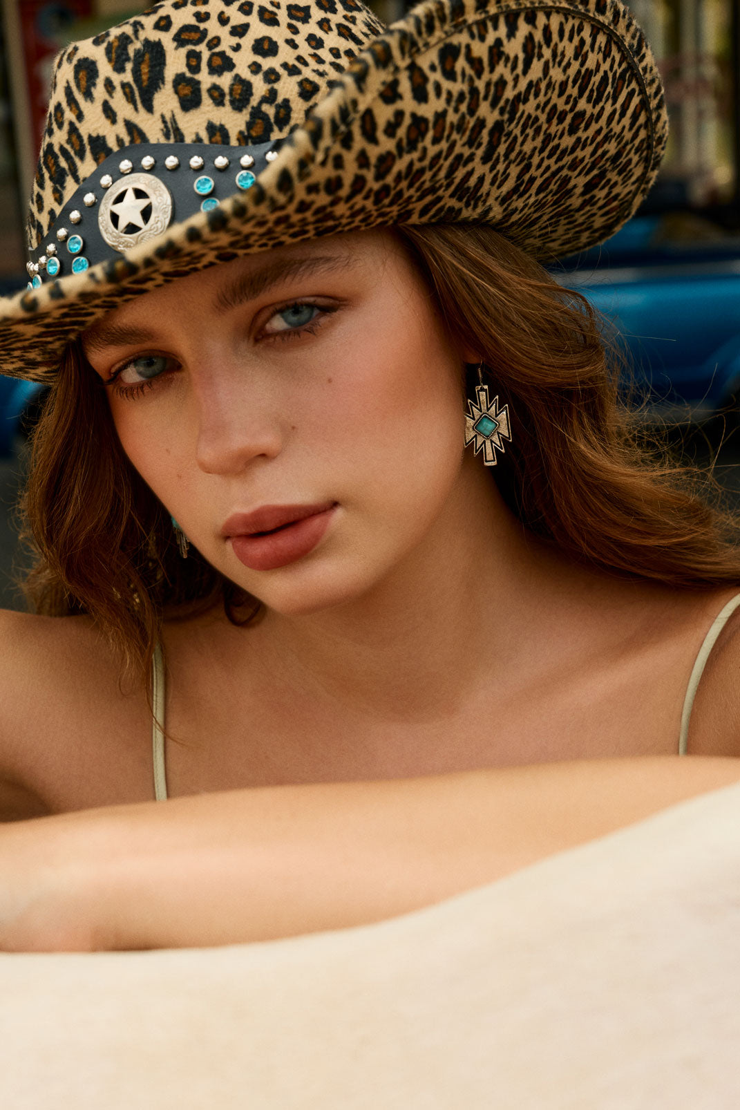 Starburst Earrings for Women with Turquoise Center