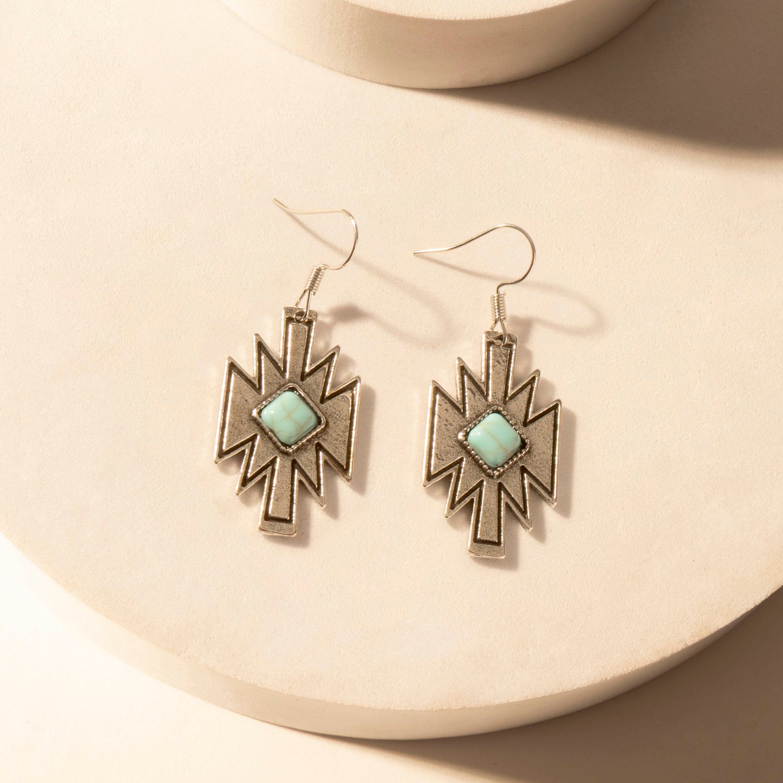 Starburst Earrings for Women with Turquoise Center