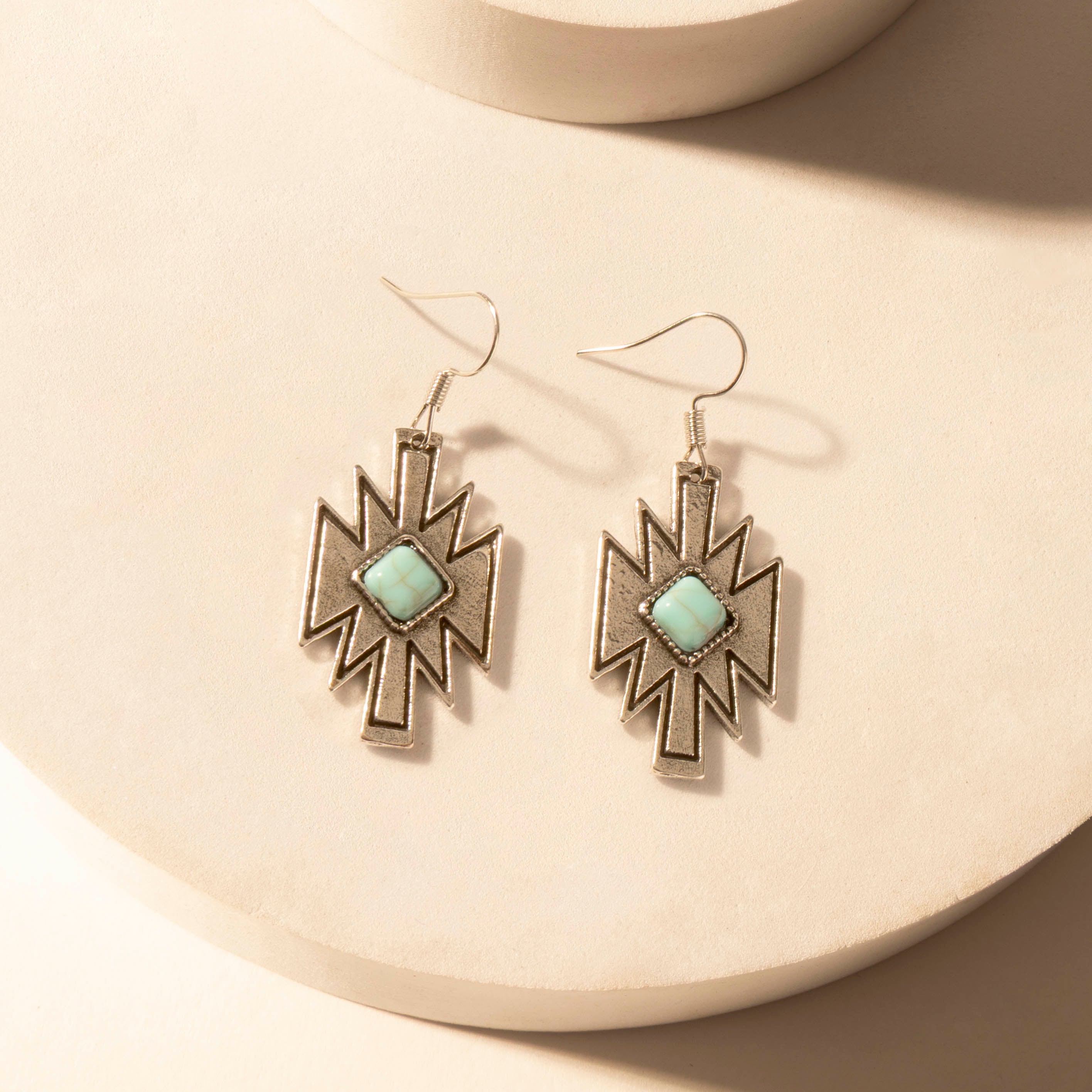 Starburst Earrings for Women with Turquoise Center