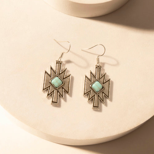 Starburst Earrings for Women with Turquoise Center