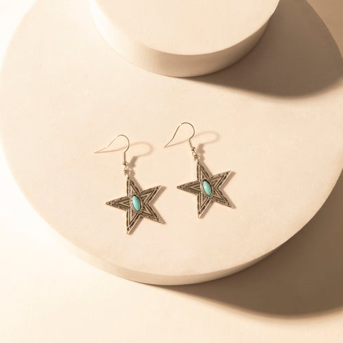 Westward Star Earrings for Women with Turquoise Stone