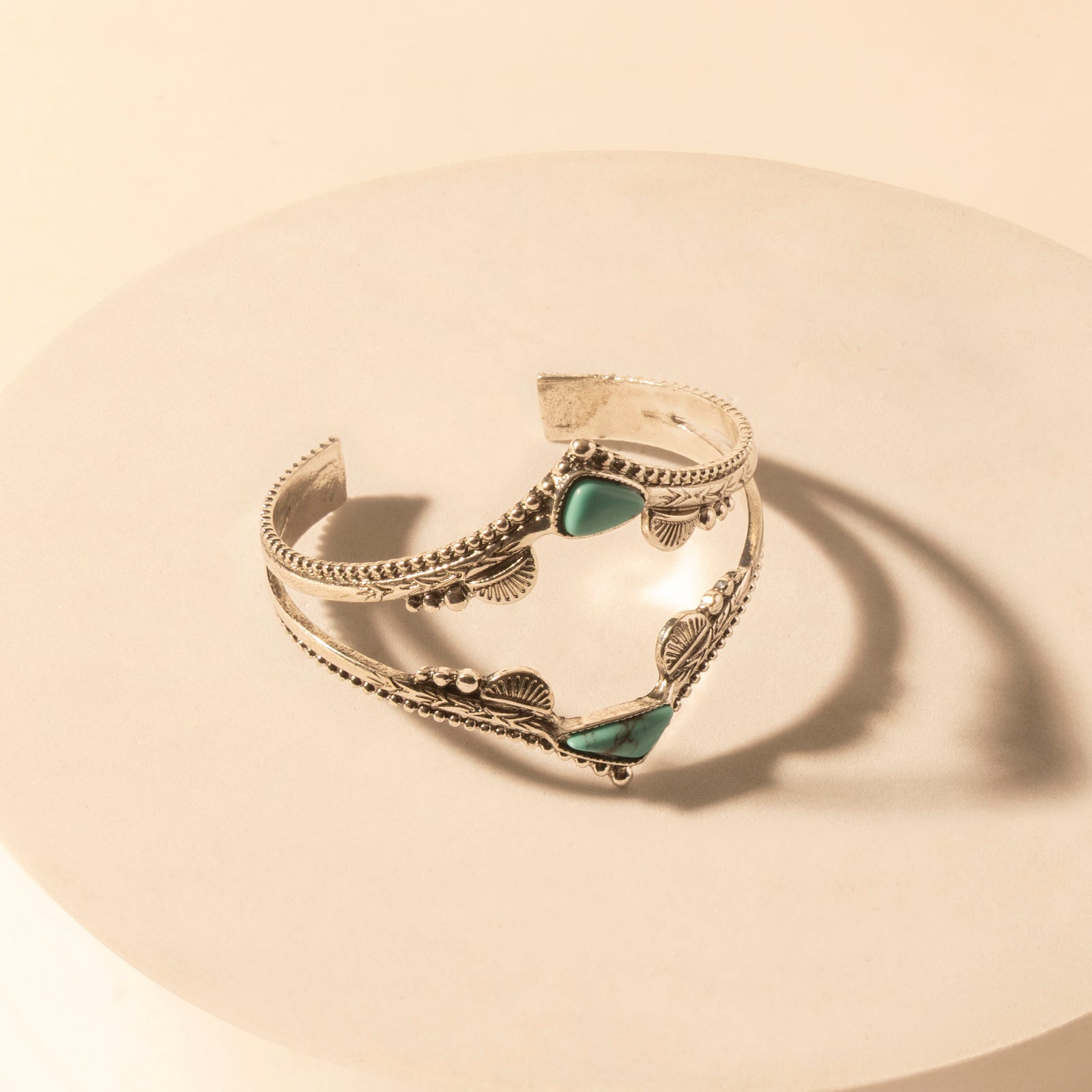Pueblo Stack Cuff Bracelets for Women with turquoise, and feather stone detail for western wear