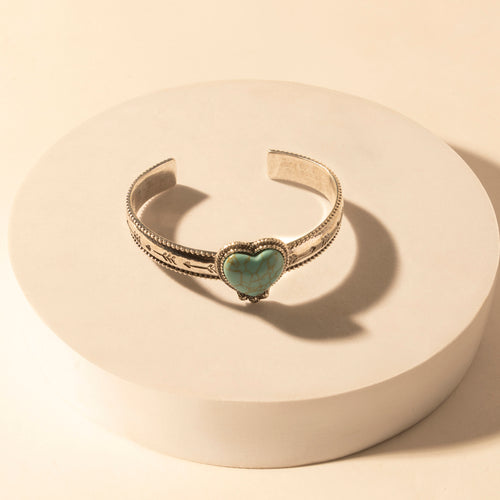 Wildheart Stone Cuff Bracelet for Women with turquoise and arrow detail for everyday western wear