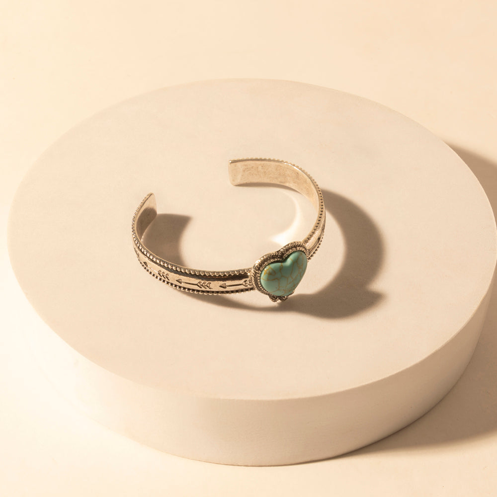 Wildheart Stone Cuff Bracelet for Women with turquoise and arrow detail for everyday western wear