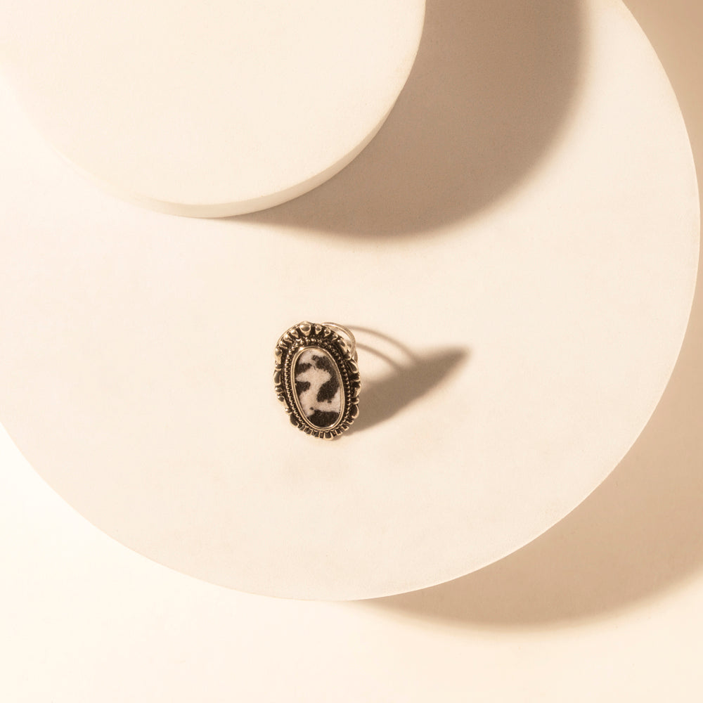Outlaw Hide Statement adjustable Ring for Women with hair-on cowhide detail for premium western wear