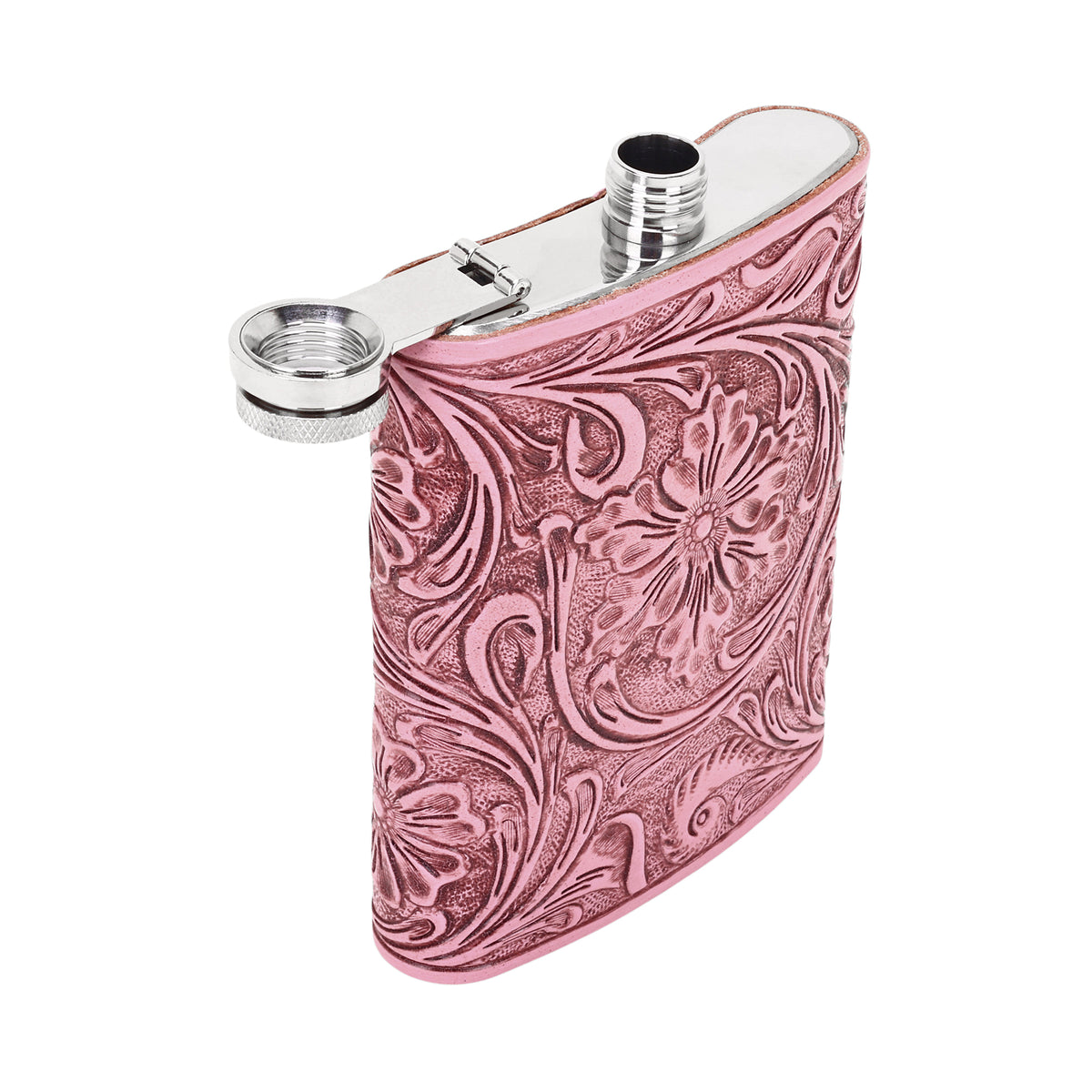 Mountain Trail Flask hand tooled leather, 8 oz Variant Combo