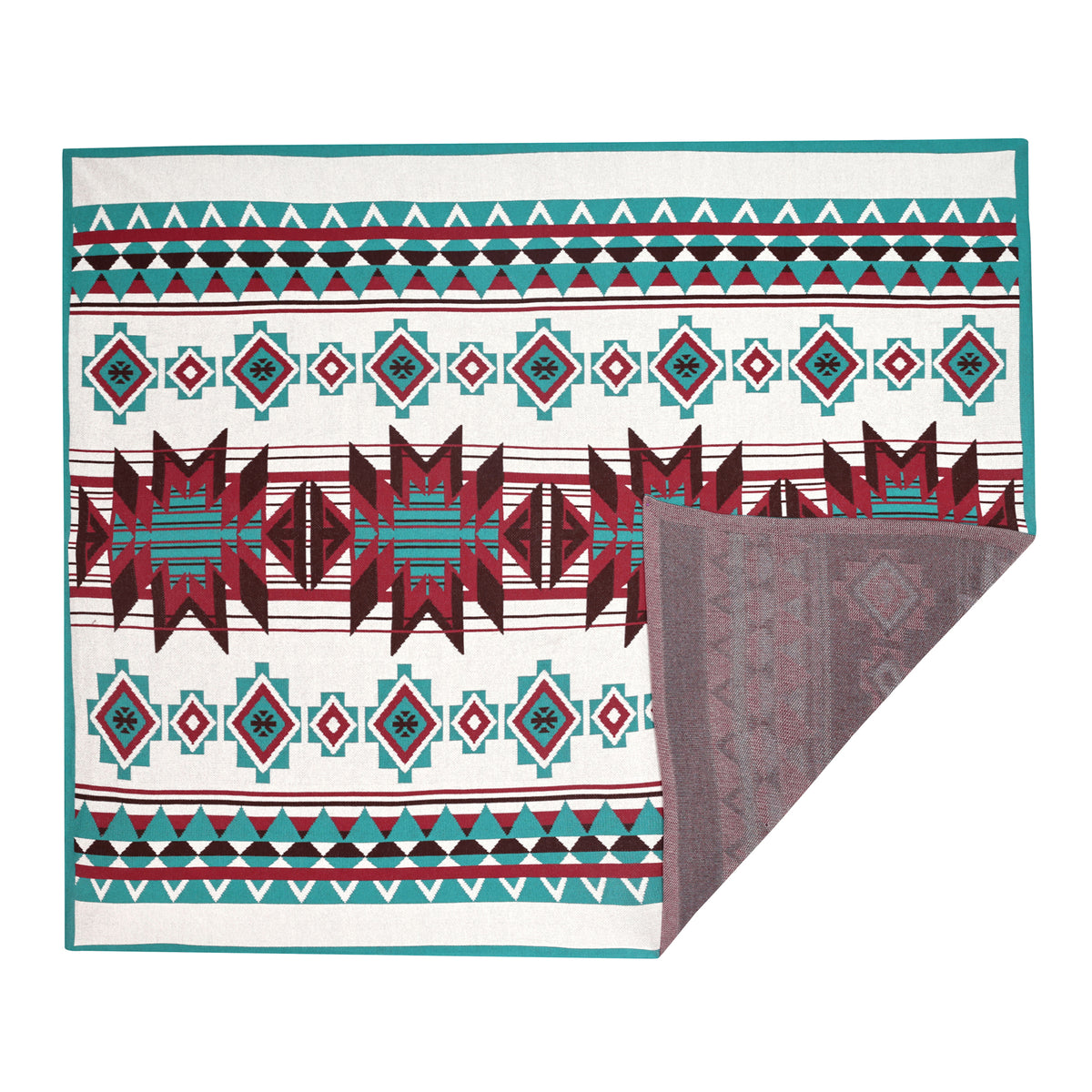 Gloaming Southwestern Cotton Knitted Throw in turquoise
