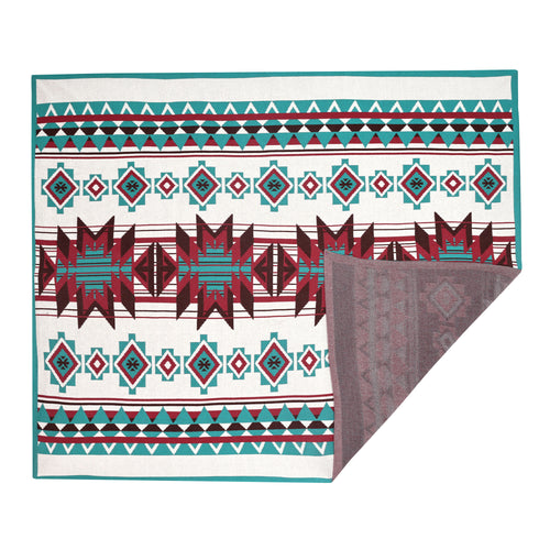 Gloaming Southwestern Cotton Knitted Throw in turquoise