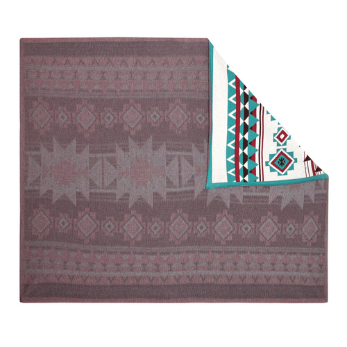 Gloaming Southwestern Cotton Knitted Throw in turquoise