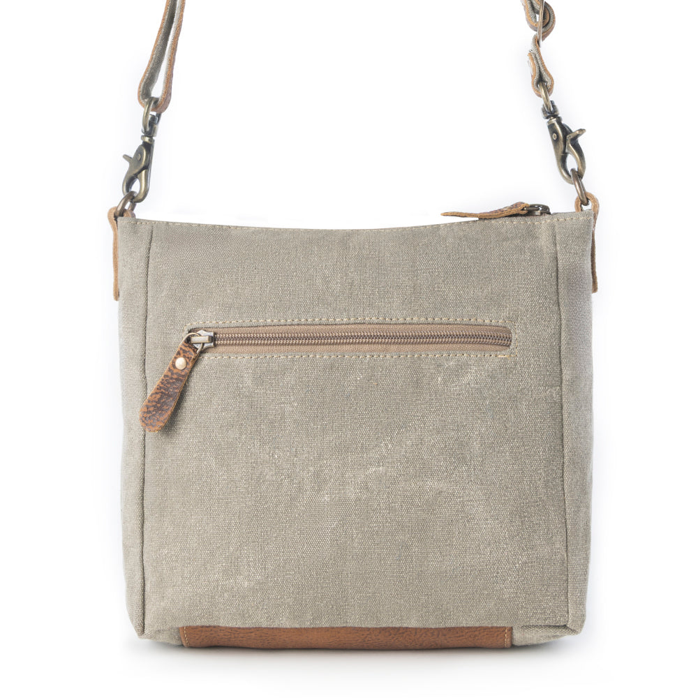 Damask Trail Vintage Crossbody Bag for Women in sage with print detail