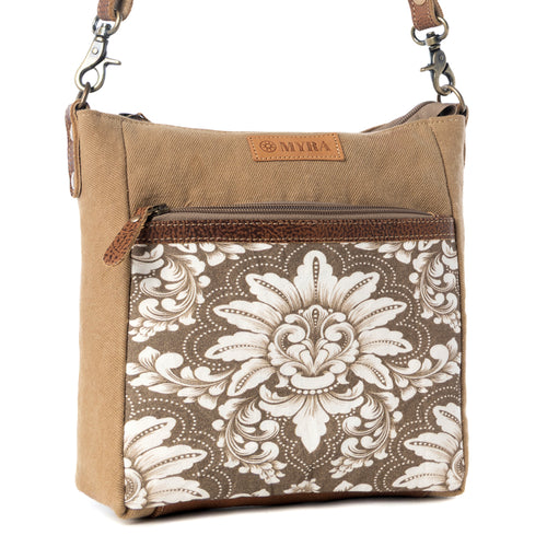 Crestbloom Vintage Crossbody Bag for Women in olive with print detail