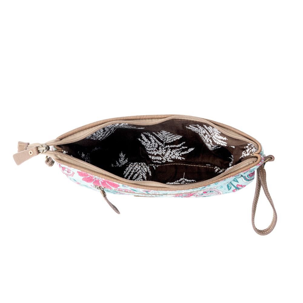 Wild Posy Crossbody Bag for Women in agave with print detail