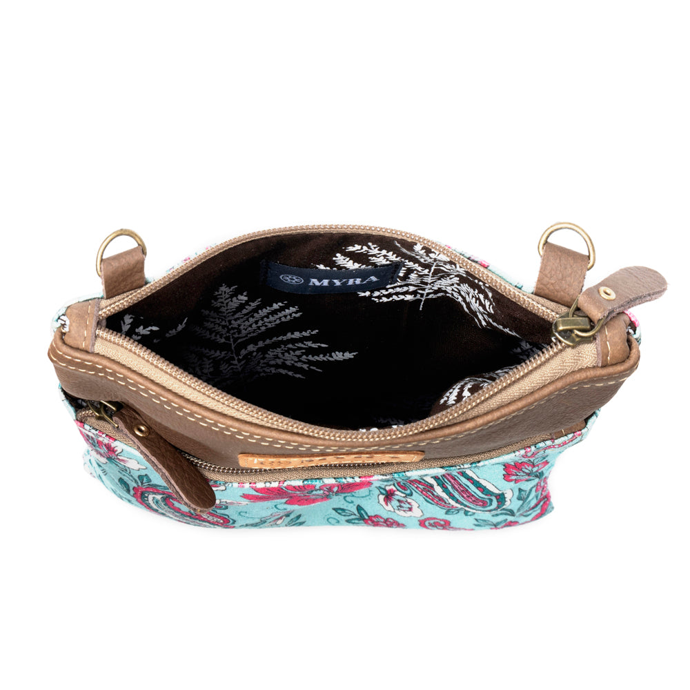 Paisley Spring Floral Crossbody Bag for Women in turquoise with print