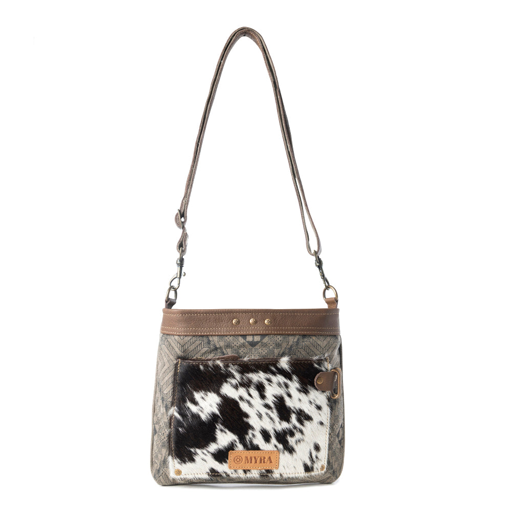 Aztec Hide Western Crossbody Bag for Women in olive with hairon detail