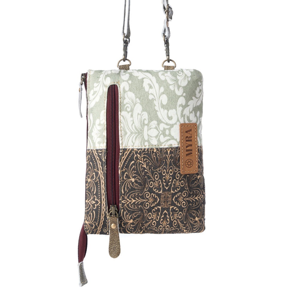 Wild Baroque Phone Crossbody in black with leather detail