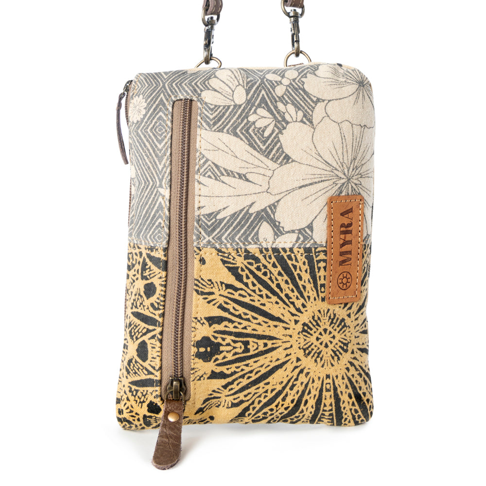 Vine Nouveau Western Phone Crossbody in sage with leather detail