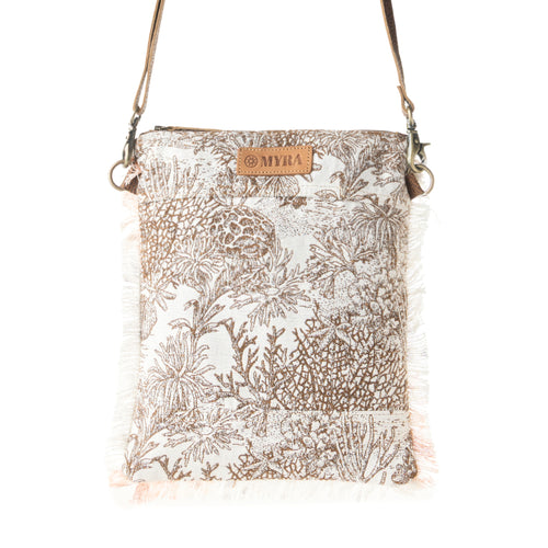 Loom Tapestry vintage Crossbody Bag for Women in white with fringe detail