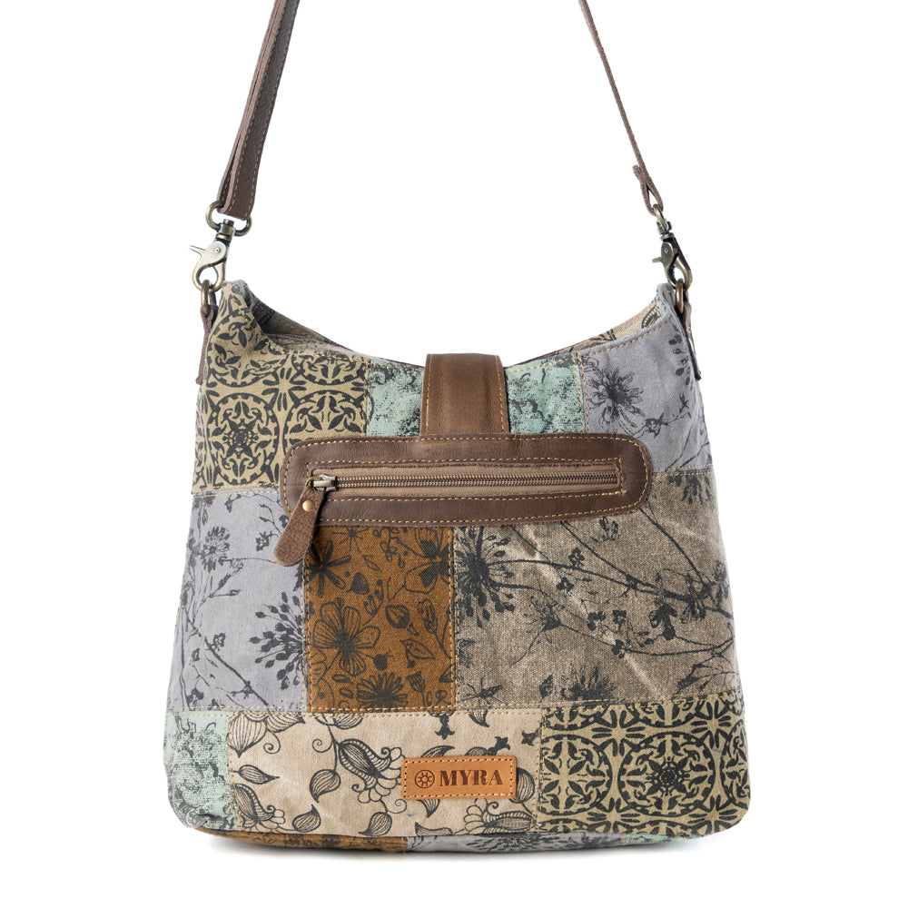 Sageweave Vintage Shoulder Bag for Women in sage with patch detail