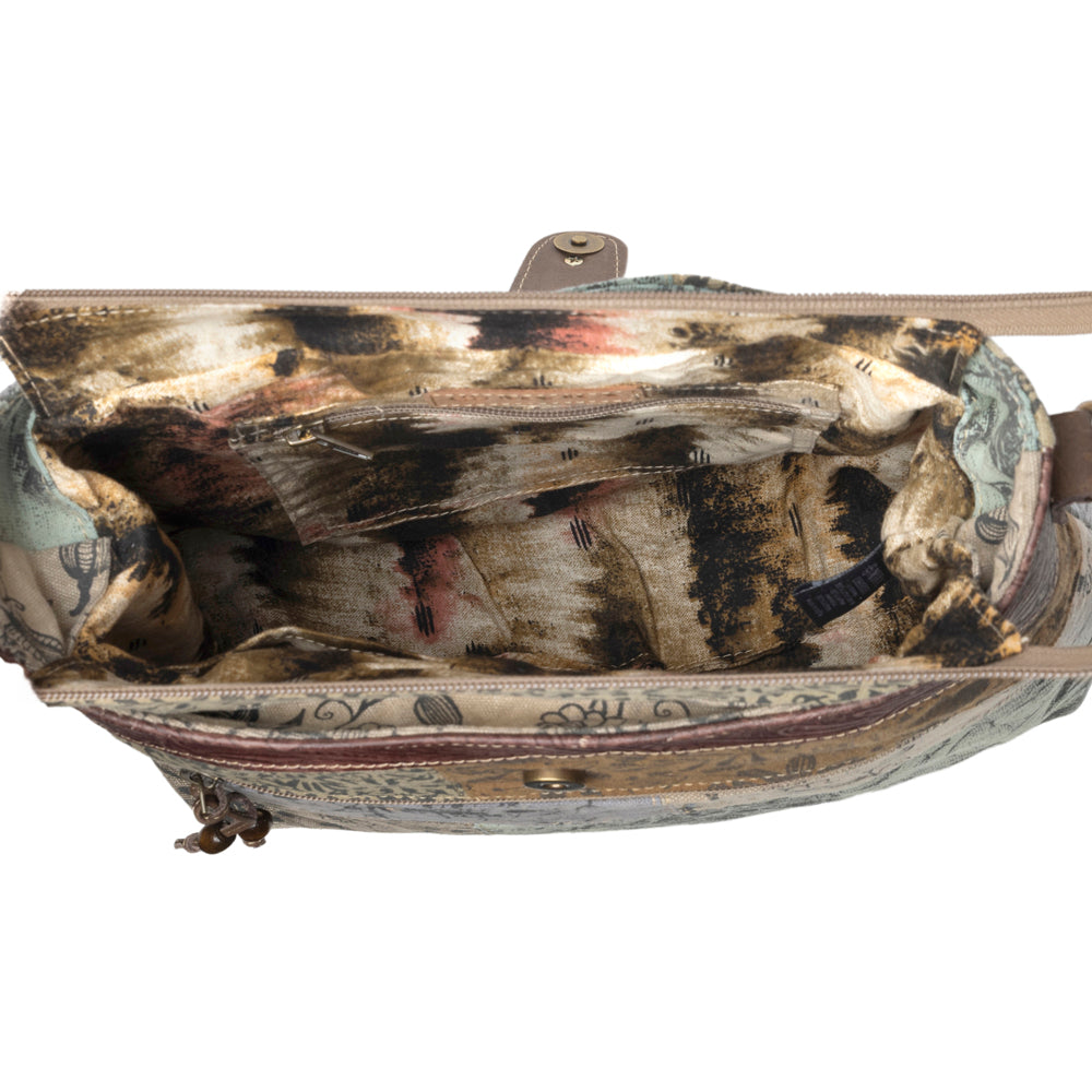 Sageweave Vintage Shoulder Bag for Women in sage with patch detail