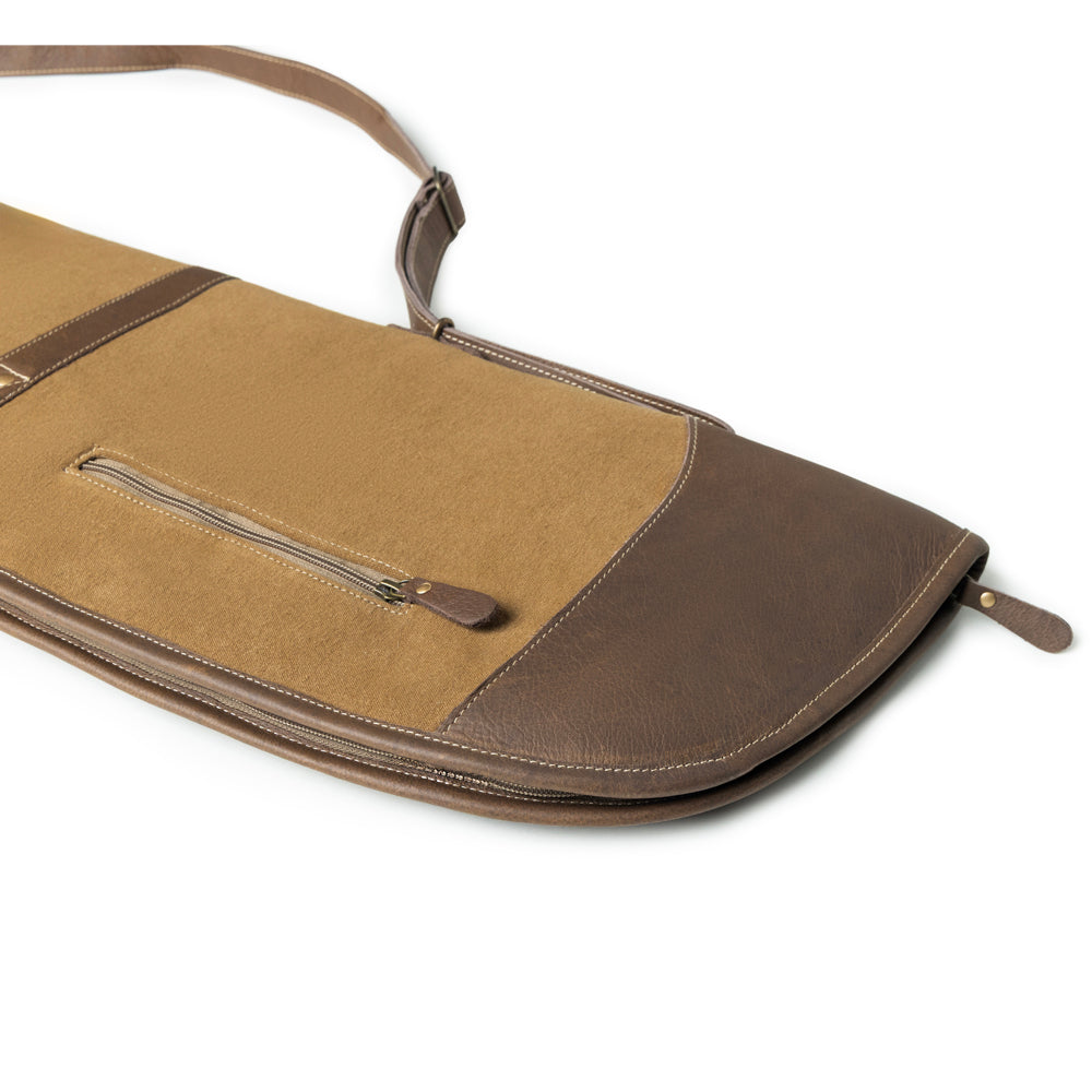 Long Range Cotton Leather Rifle Case in Antique Olive