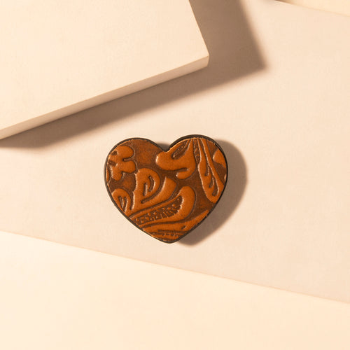 Cowgirl Heart Phone Socket for Women in brown with handtooled detail for everyday use