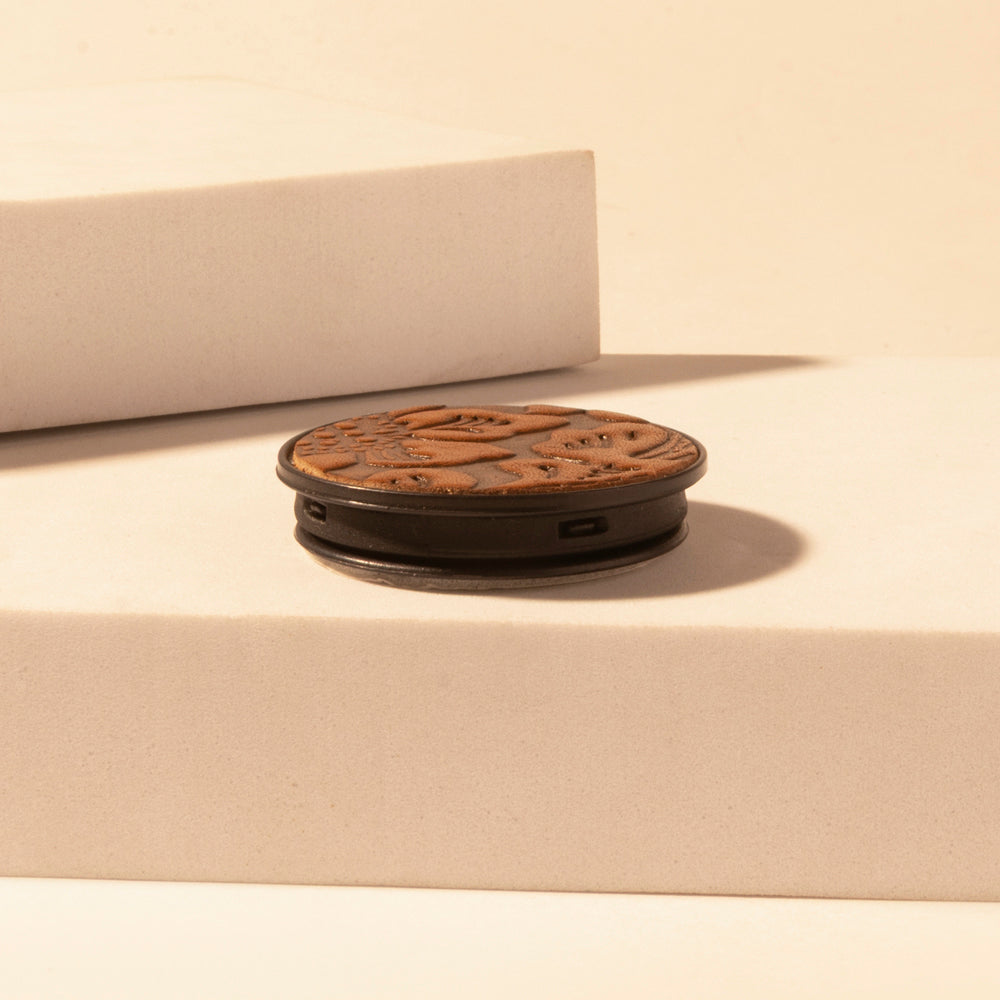 Magnolia Trail Phone Socket for Women in brown with handtooled detail for everyday use