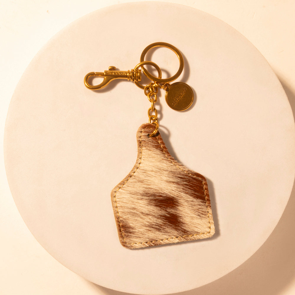 Heifer Key Fob for Women in brown with hair-on detail for everyday western carry
