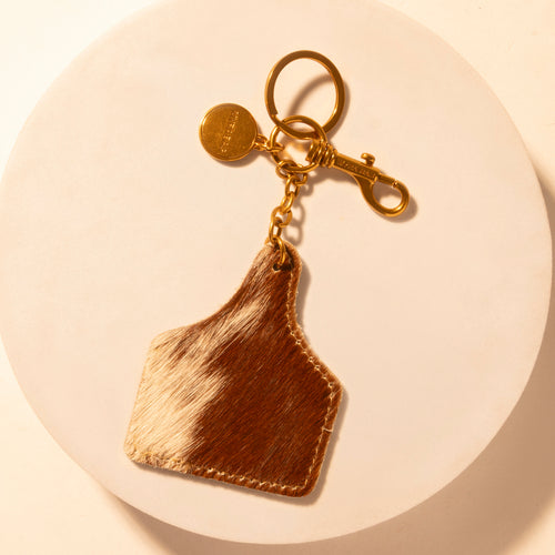 Heifer Key Fob for Women in brown with hair-on detail for everyday western carry