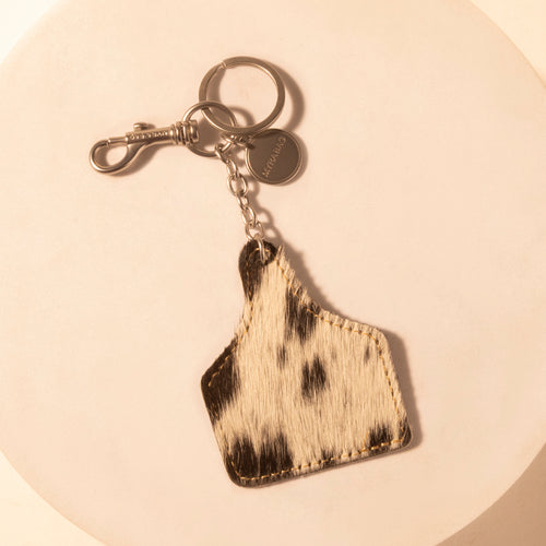 Pinto Tag Key Fob for Women in black with hair-on detail for everyday western carry