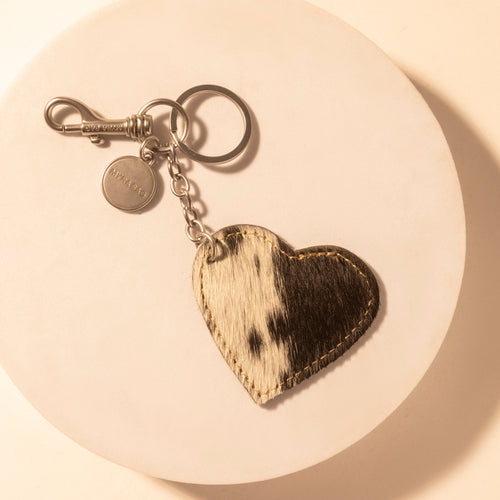 Speckle Belle Heart Key Fob for Women in black with hair-on detail for everyday western carry