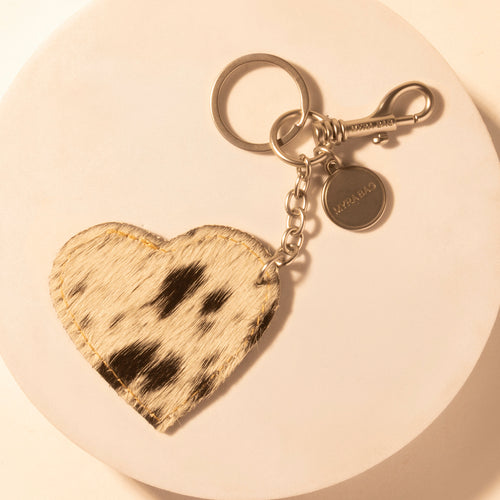 Speckle Belle Heart Key Fob for Women in black with hair-on detail for everyday western carry