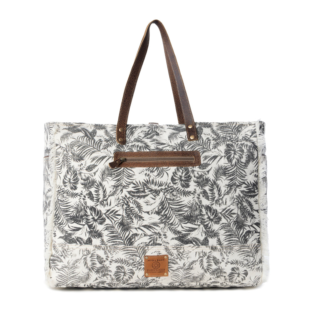 Wildfern Hide Western Weekender Bag for Women in ivory with hairon det