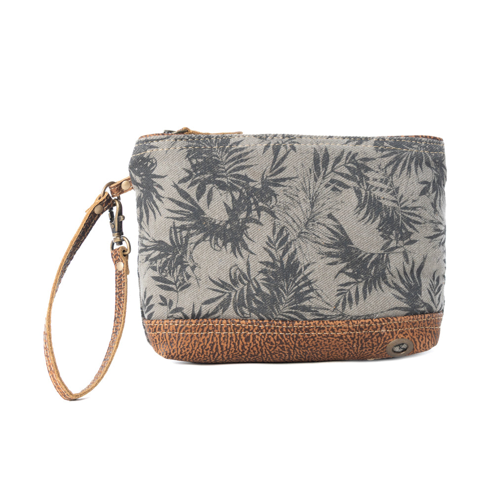 Fernfield Vintage Wristlet for Women in olive with leather detail