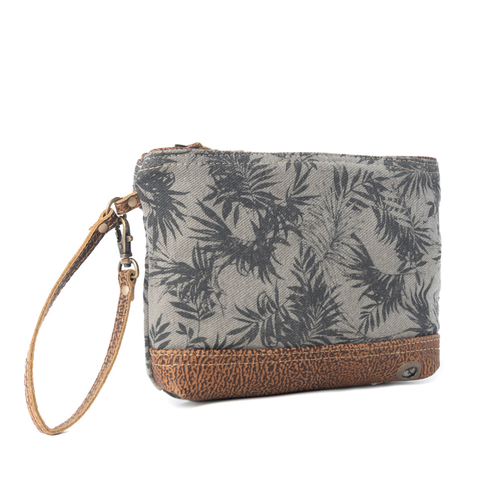 Fernfield Vintage Wristlet for Women in olive with leather detail