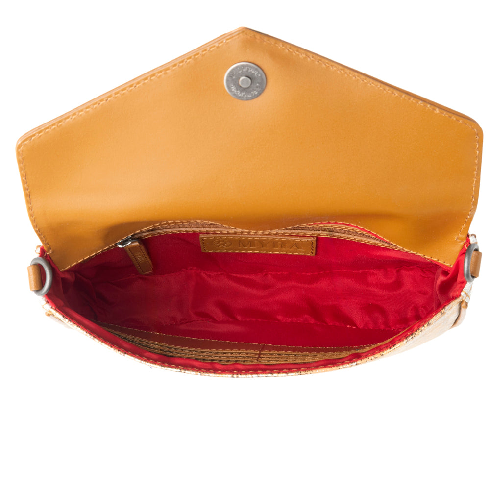 Wild Print Leather Bag for Women in Golden with snake print detail and shoulder strap