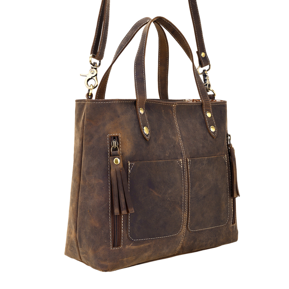 Ultimate Choice Handbag for Women in olive with twin handles and tassels