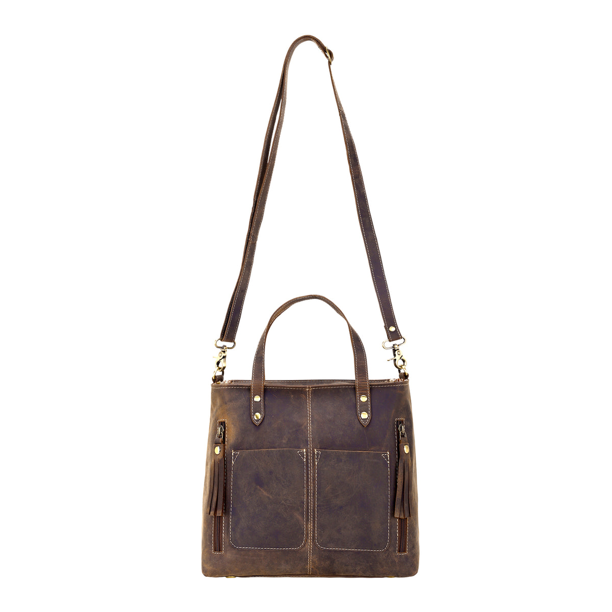 Ultimate Choice Handbag for Women in olive with twin handles and tassels