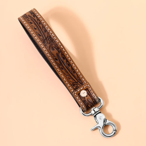 Tobosa Key Fob in multi with beaded Aztec panel